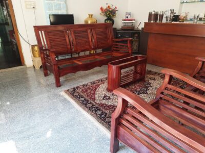 Hand Crafted Teak Wood 3+1+1 Sofa Set