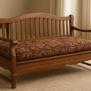 Assam Tea Plantation Era Wooden Daybed with Pastel Tapestry
